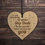 STEP DAD Gift Wood Engraved Heart Birthday Christmas Gift