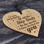 STEP DAD Gift Wood Engraved Heart Birthday Christmas Gift