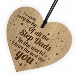 STEP DAD Gift Wood Engraved Heart Birthday Christmas Gift