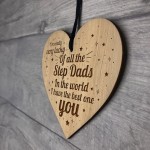 STEP DAD Gift Wood Engraved Heart Birthday Christmas Gift