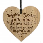  New Baby Gift Daughter Son Gift Wood Engraved Heart Nursery