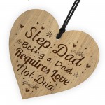 tep Dad Gifts Wood Engraved Heart Step Dad Birthday Christmas