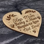 Thank You Gift For Step Mum Wood Engraved Heart Mum Gift