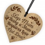 Thank You Gift For Step Mum Wood Engraved Heart Mum Gift