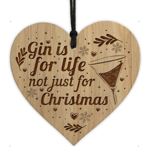 Funny Gin Gift For Christmas Wood Engraved Heart Friendship Gift