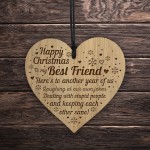 Christmas Gift For Best Friend Engraved Wood Heart Friendship