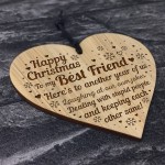 Christmas Gift For Best Friend Engraved Wood Heart Friendship