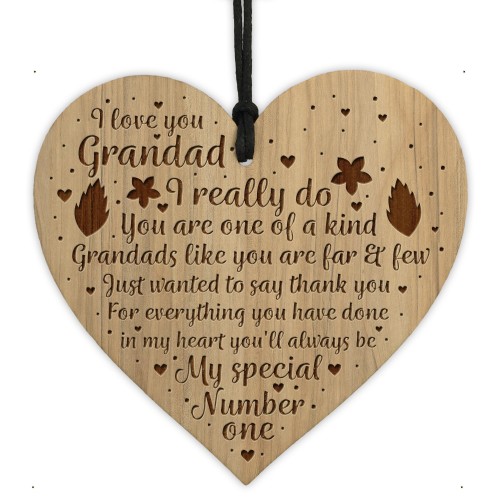 Thank You Grandad Gift LOVE Engraved Heart Grandad Birthday