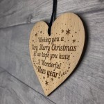 Special Christmas Gift For Friend Neighbour Engraved Wood Heart