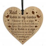 Red Robin Memorial Sign Hanging Engraved Heart Wall Memorial