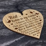 Red Robin Memorial Sign Hanging Engraved Heart Wall Memorial