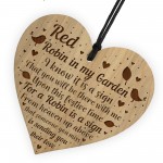 Red Robin Memorial Sign Hanging Engraved Heart Wall Memorial