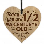 Funny Joke 50th Birthday Gift For Him Her Engraved Wood Heart