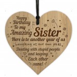 Birthday Gifts For Sister Engraved Wood Heart Sister Birthday