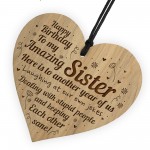 Birthday Gifts For Sister Engraved Wood Heart Sister Birthday