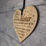 Birthday Gifts For Sister Engraved Wood Heart Sister Birthday