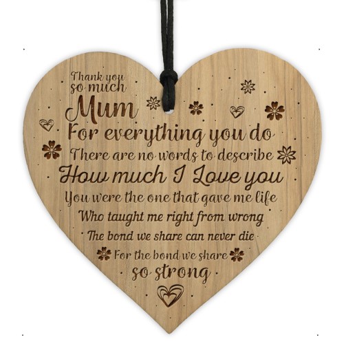  THANK YOU Mum Gift For Birthday Christmas Engraved Heart