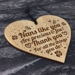 THANK YOU GIFT For Nan Engraved Heart Nan Plaque Nan Christmas