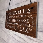 Garden Rules Sign Novelty Hanging Plaque Summer House Sign