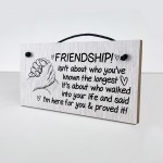 FRIENDSHIP SIGN Hanging Wood Plaque Best Friend Birthday Xmas