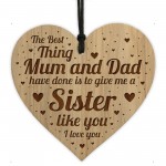 Sister Gift THANK YOU GIFT Engraved Heart Sister Birthday Gift