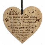 Sister Birthday Gift Engraved Heart Sister Birthday Card Sister