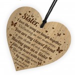 Sister Birthday Gift Engraved Heart Sister Birthday Card Sister