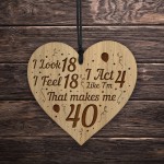 40th Birthday Gift For Him Her Engraved Heart Funny 40th