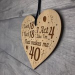 40th Birthday Gift For Him Her Engraved Heart Funny 40th