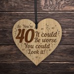 40th Birthday Gift For Friend Engraved Heart Funny Joke 40th