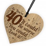 40th Birthday Gift For Friend Engraved Heart Funny Joke 40th