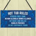 Hanging Hot Tub Rules Plaque Funny Garden Sign For Hot Tub