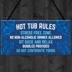 Hanging Hot Tub Rules Plaque Funny Garden Sign For Hot Tub