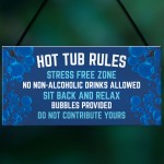 Hanging Hot Tub Rules Plaque Funny Garden Sign For Hot Tub