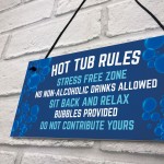 Hanging Hot Tub Rules Plaque Funny Garden Sign For Hot Tub