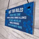 Hanging Hot Tub Rules Plaque Funny Garden Sign For Hot Tub