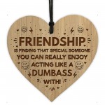 Funny FRIENDSHIP SIGN Hanging Wood Heart Birthday Christmas