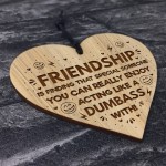 Funny FRIENDSHIP SIGN Hanging Wood Heart Birthday Christmas