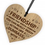 Funny FRIENDSHIP SIGN Hanging Wood Heart Birthday Christmas