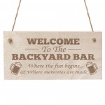 BACKYARD BAR Sign Engraved Wood Sign Hanging Door Wall Bar Sign