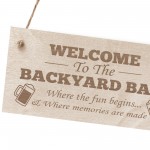 BACKYARD BAR Sign Engraved Wood Sign Hanging Door Wall Bar Sign