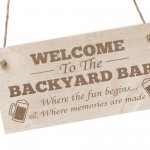 BACKYARD BAR Sign Engraved Wood Sign Hanging Door Wall Bar Sign