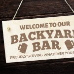 Bar Sign Funny Hanging Wall Sign BACKYARD BAR Sign Welcome Sign