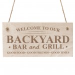 Backyard Bar And Grill Wood Sign Bar Signs And Plaques Alcohol