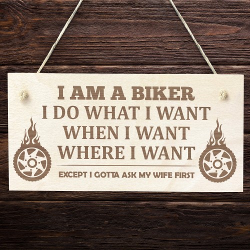 Motorcycle Sign Engraved Wood Sign Hanging Wall Man Cave Shed