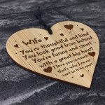 Wife Gifts For Birthday Anniversary Engraved Wood Heart Gift