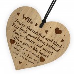 Wife Gifts For Birthday Anniversary Engraved Wood Heart Gift