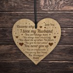 Reasons Why I Love My Husband Engraved Heart Husband Birthday