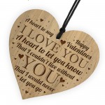 Valentines Gift For Him Her I LOVE YOU Engraved Heart Husband