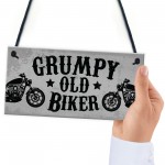 Grumpy Old Biker Novelty Hanging Man Cave Garage Sign Motorbike